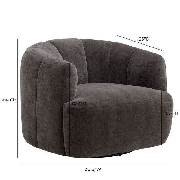 Jasmine Upcycled Contract-Grade Basketweave Fabric Swivel Accent Chair - Storm Grey