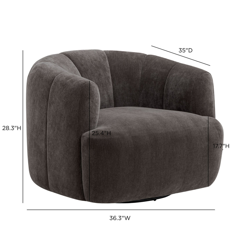 Jasmine Upcycled Contract-Grade Basketweave Fabric Swivel Accent Chair - Storm Grey