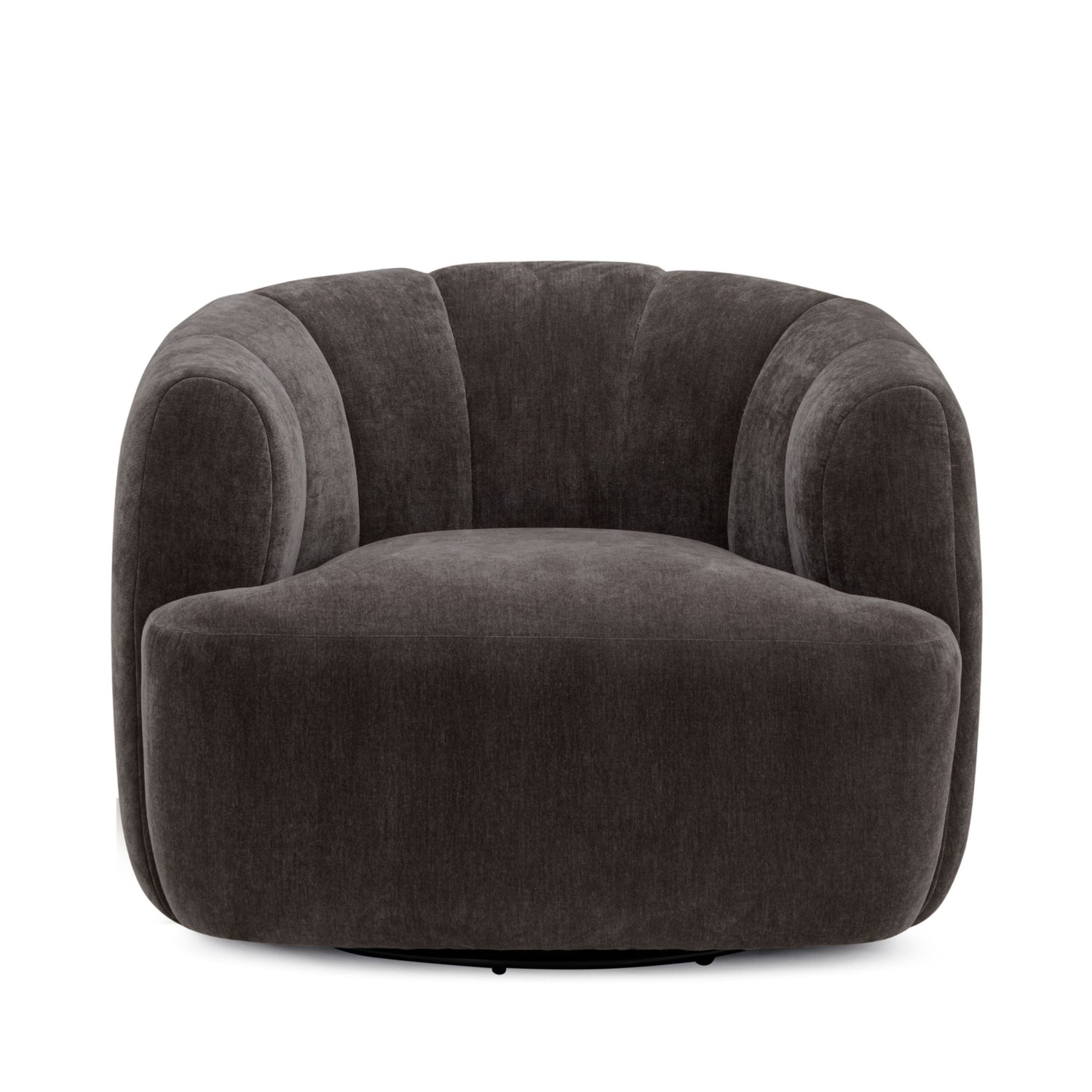 Jasmine Upcycled Contract-Grade Basketweave Fabric Swivel Accent Chair - Storm Grey
