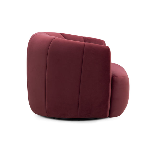 Jasmine Performance Velvet Swivel Accent Chair - Berry Red