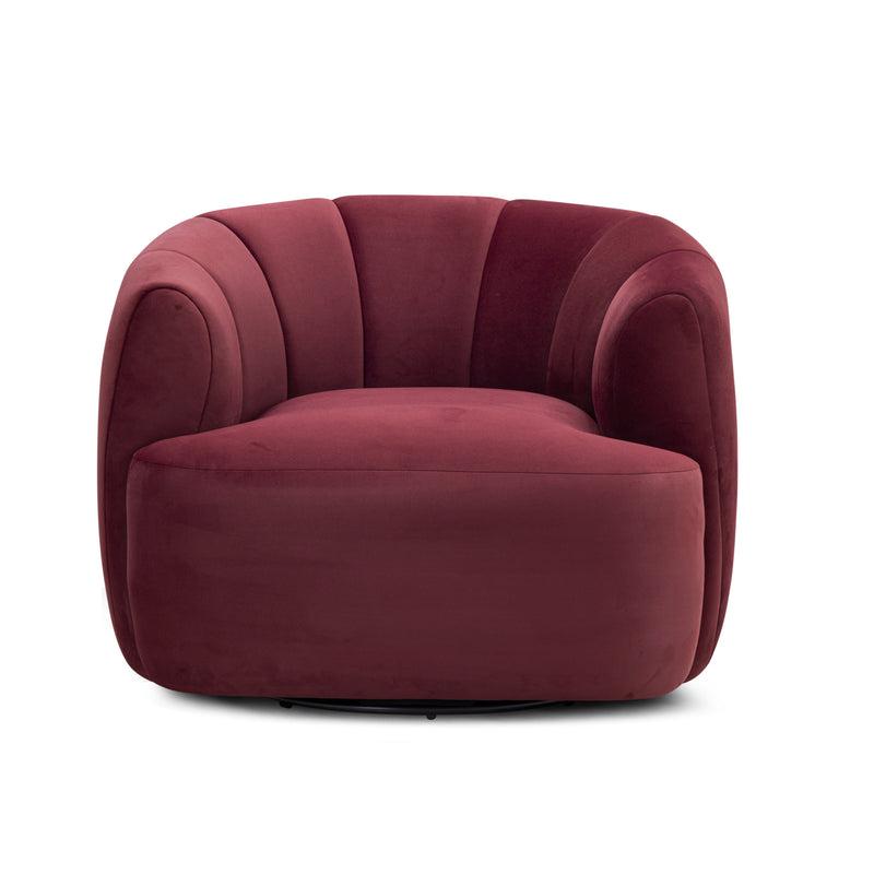 Jasmine Performance Velvet Swivel Accent Chair - Berry Red