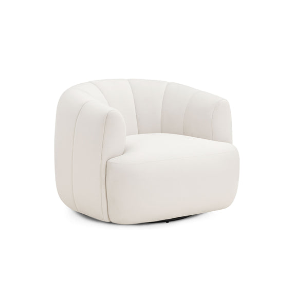 Jasmine Performance Velvet Swivel Accent Chair - Cream