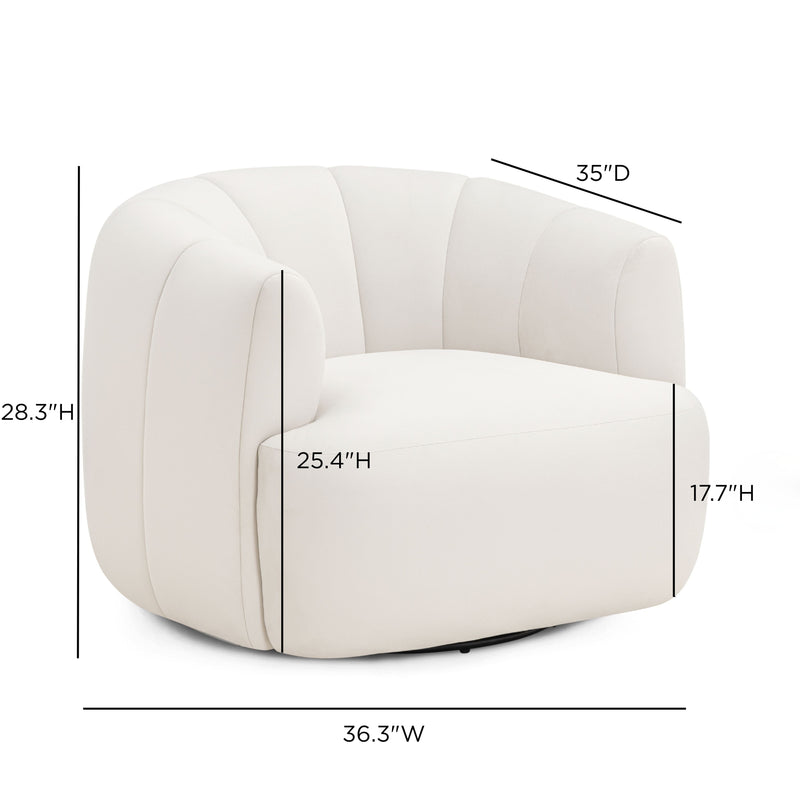 Jasmine Performance Velvet Swivel Accent Chair - Cream