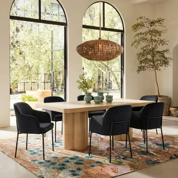 Sydney Performance Velvet Armchair - Set of 2 - Black