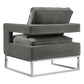 Avery Grey Velvet Chair - Silver Frame