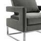 Avery Grey Velvet Chair - Silver Frame