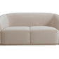 Yara Pleated Beige Velvet Loveseat