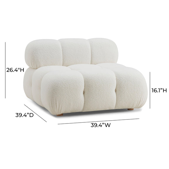 Calliope Cream Vegan Shearling Modular Armless Chair