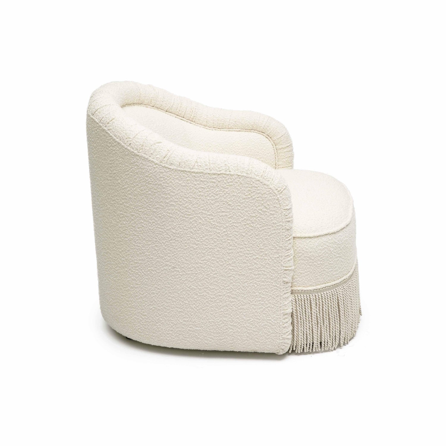 Pamela Cream Boucle Tassel Lounge Chair