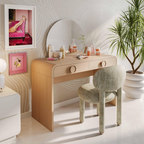 Manu Nubby Performance Fabric Side Chair - Beige