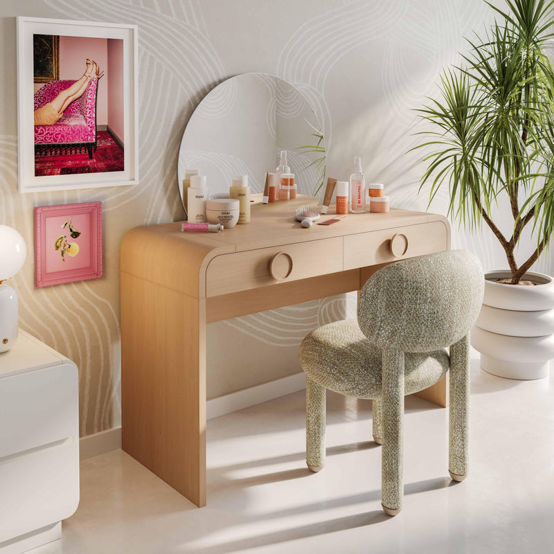 Manu Nubby Performance Fabric Side Chair - Beige