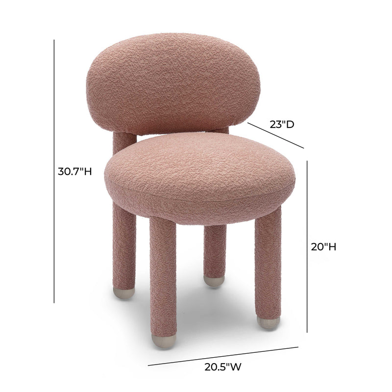 Manu Nubby Performance Fabric Side Chair - Pink