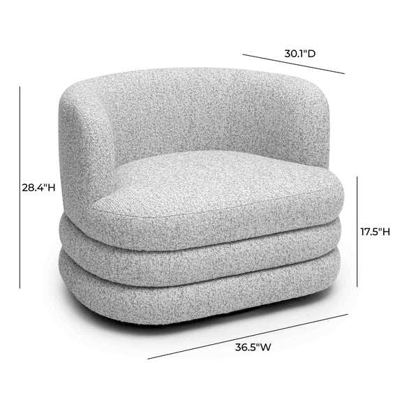 Astor Heavy Performance Boucle Swivel Hotel Lounge Chair - Light Grey
