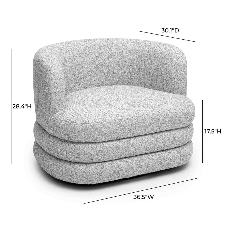 Astor Heavy Performance Boucle Swivel Hotel Lounge Chair - Light Grey