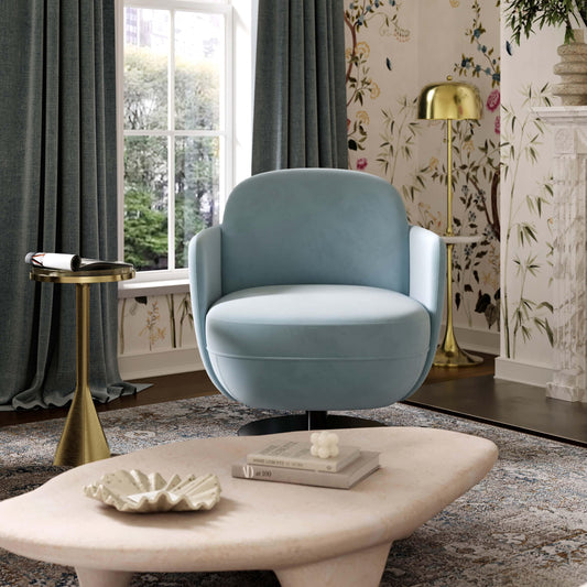 Solange Blue Shadow Velvet Swivel Chair