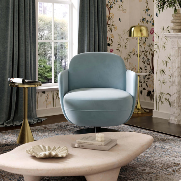Solange Blue Shadow Velvet Swivel Chair
