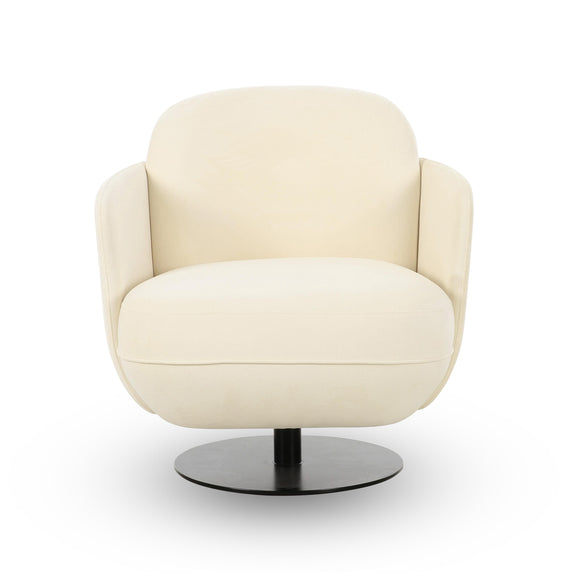 Solange Cream Velvet Swivel Chair