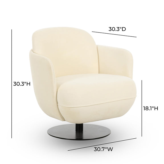 Solange Cream Velvet Swivel Chair