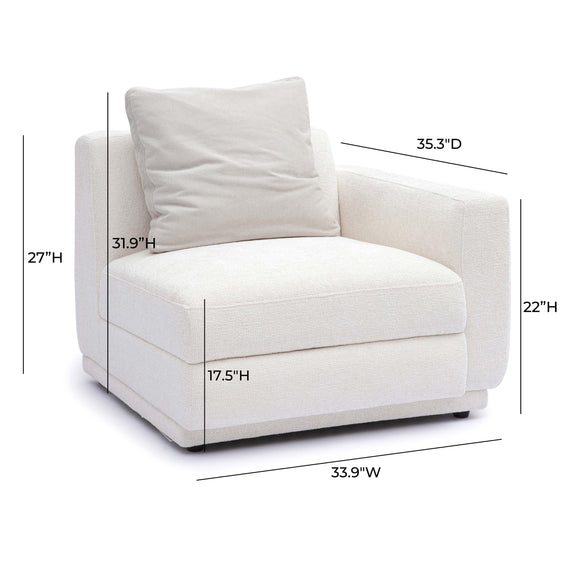 Perry Cream Chenille Modular RAF Corner Chair