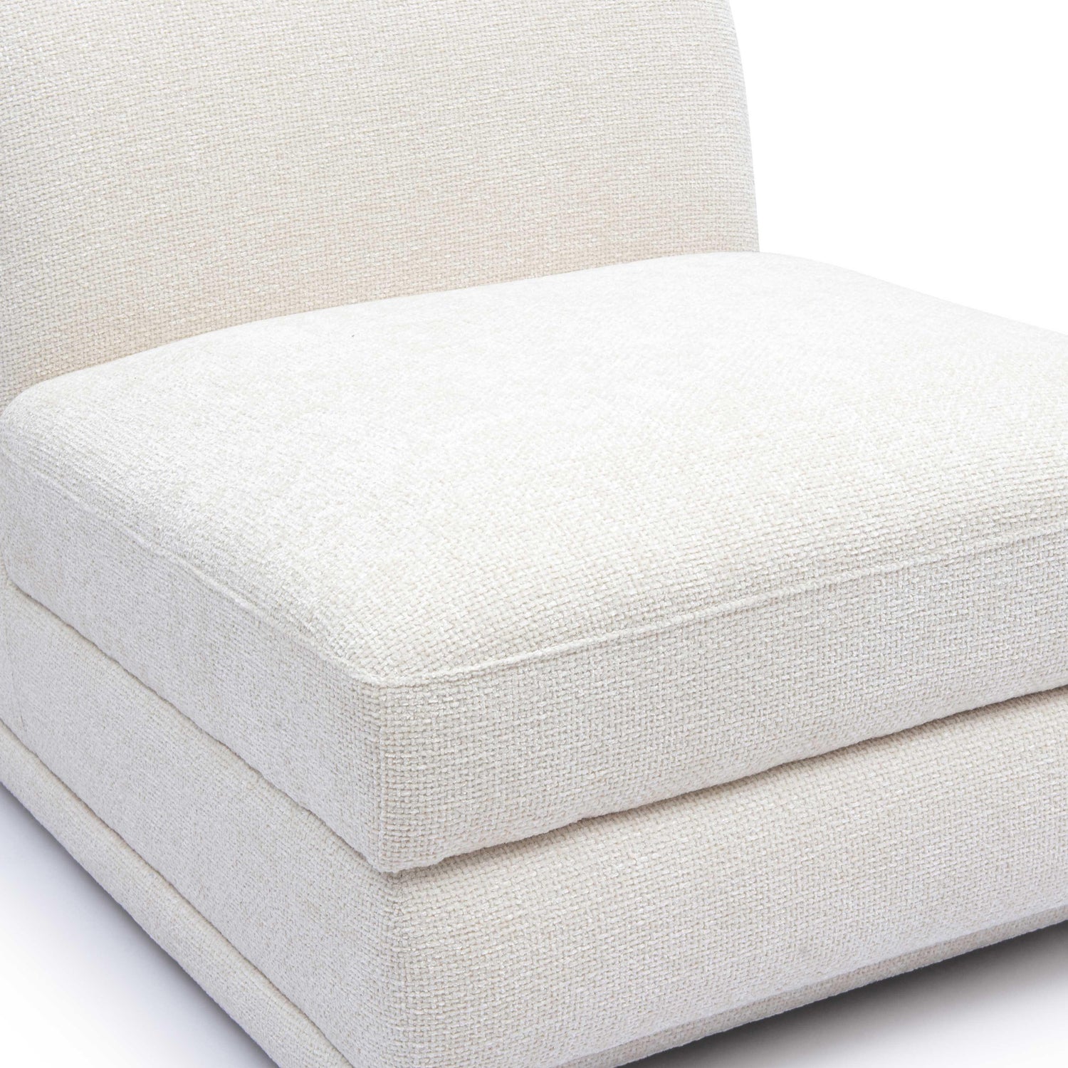 Perry Cream Chenille Modular Armless Chair