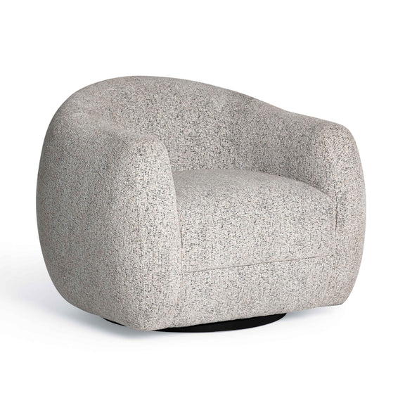 Judy Black and White Woven Performance Fabric Swivel Accent Chair