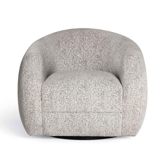 Judy Black and White Woven Performance Fabric Swivel Accent Chair