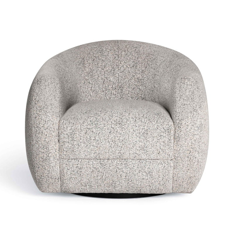 Judy Black and White Woven Performance Fabric Swivel Accent Chair
