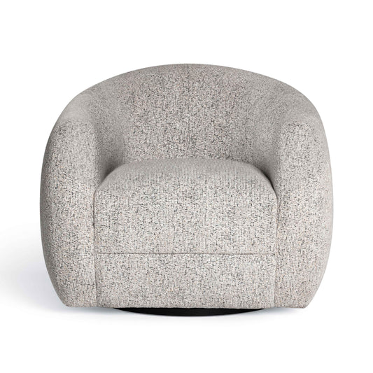 Judy Black and White Woven Performance Fabric Swivel Accent Chair