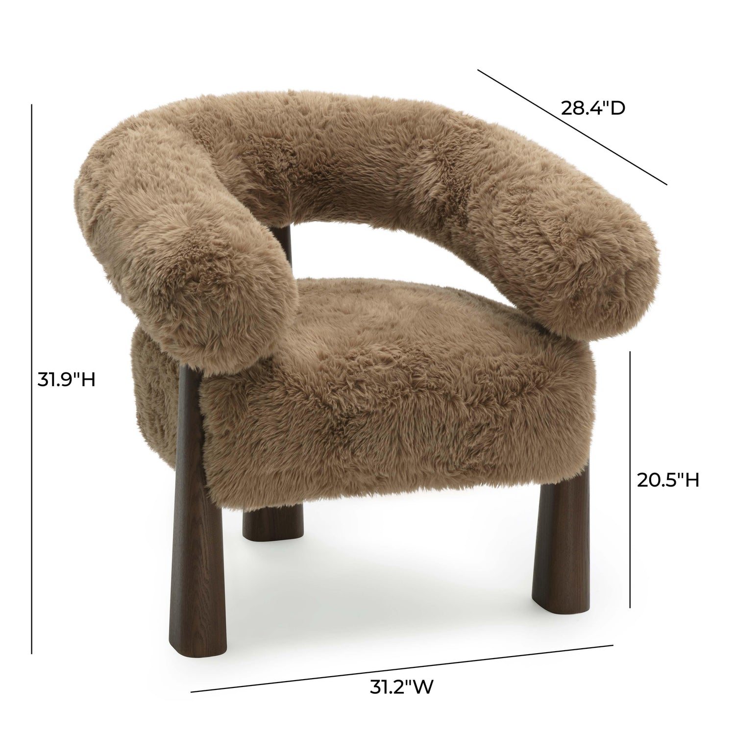 Spara Taupe Straight Vegan Shearling Accent Chair