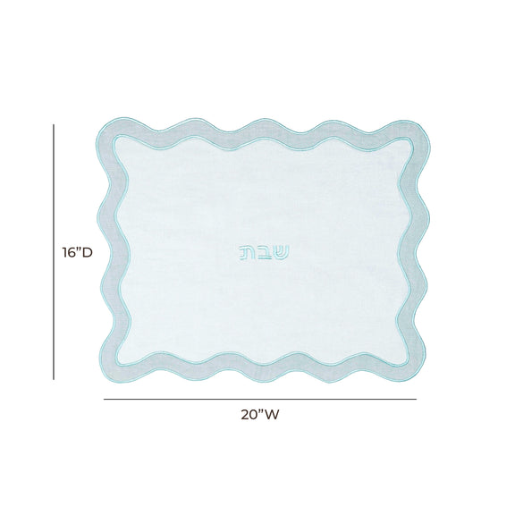 TOV Sea Blue Wavy Challah Cover