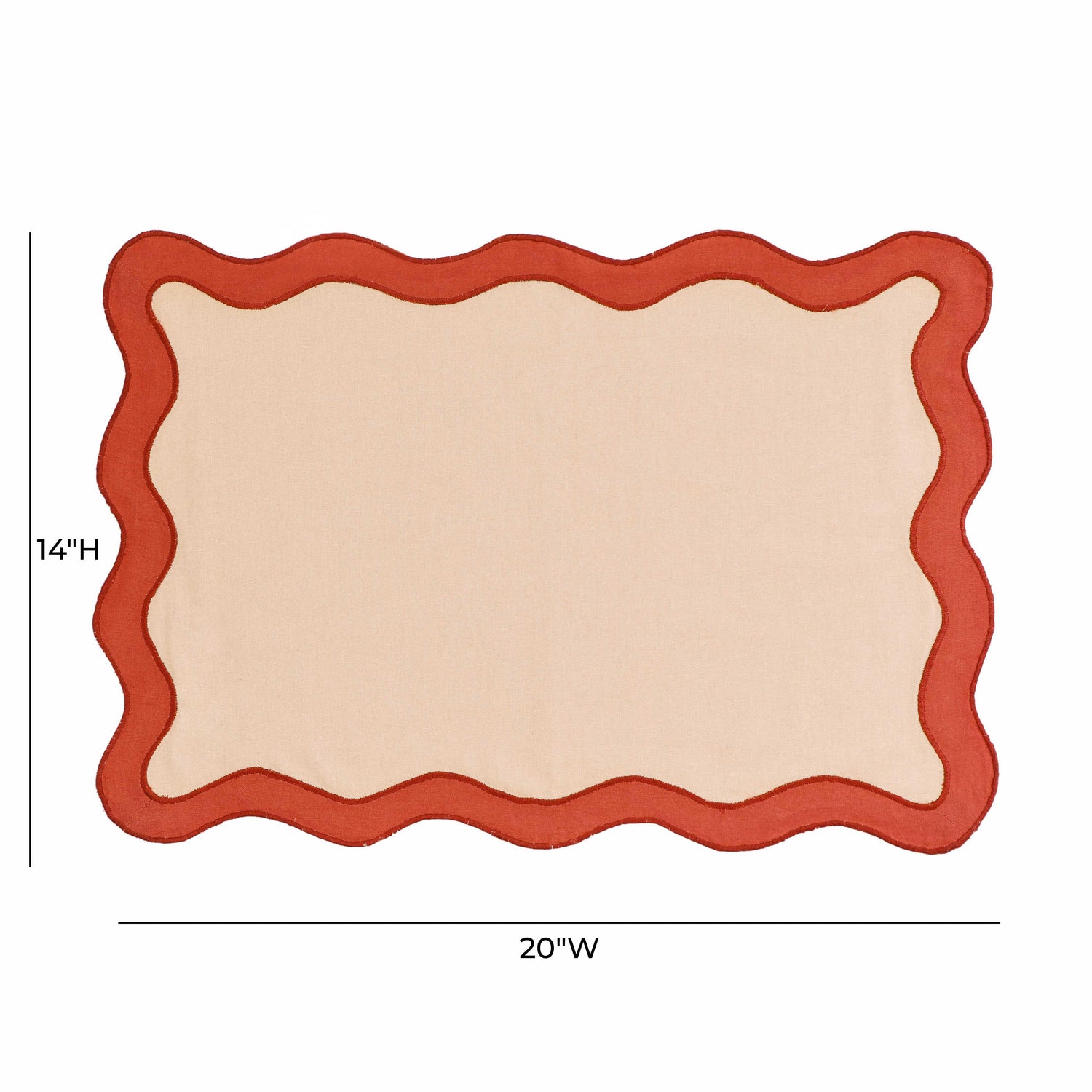 Scalloped Edge Rust and Orange Cotton Placemat - Set of 4