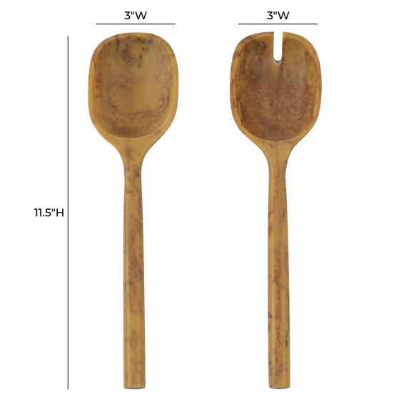 Mera Resin Serving Spoons - Set of 2 - Mustard Yellow