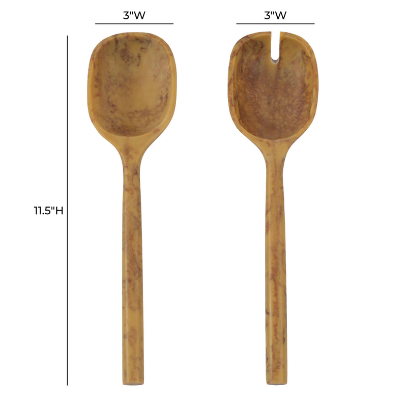 Mera Resin Serving Spoons - Set of 2 - Mustard Yellow