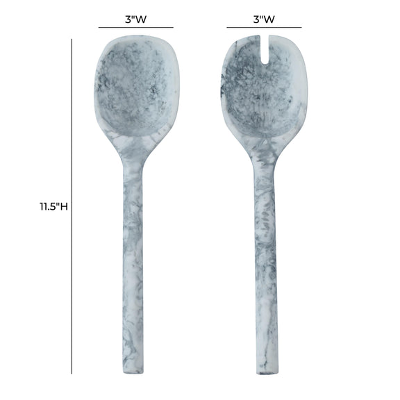 Mera Resin Serving Spoons - Set of 2 - Black and White