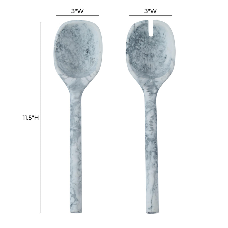 Mera Resin Serving Spoons - Set of 2 - Black and White