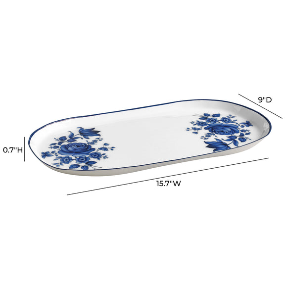 Cottage China Blue &amp; White Serving Tray