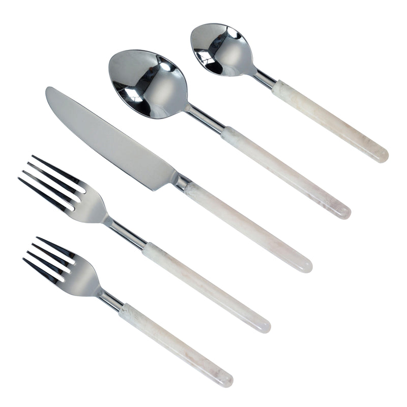 Frose Silver Stainless Steel Flatware - Set of 5 Pieces - Service For 1