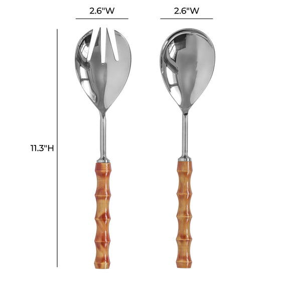 Bamboozled Stainless Steel Salad Serving Spoons - Set of 2