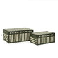 Kora Cotton Jute Contract-Grade Keepsake Box Set - Green Stripes