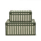 Kora Cotton Jute Contract-Grade Keepsake Box Set - Green Stripes