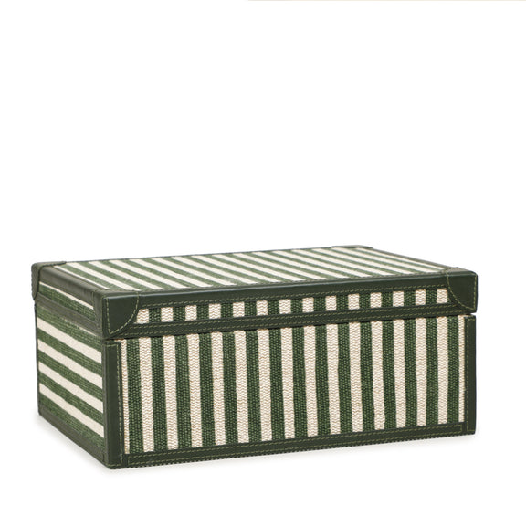 Kora Cotton Jute Contract-Grade Keepsake Box Set - Green Stripes