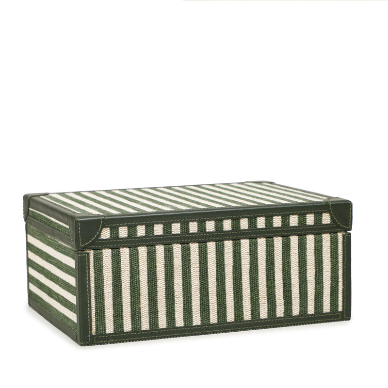 Kora Cotton Jute Contract-Grade Keepsake Box Set - Green Stripes