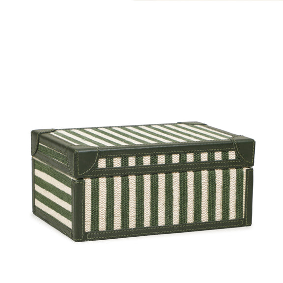 Kora Cotton Jute Contract-Grade Keepsake Box Set - Green Stripes