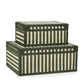 Kora Cotton Jute Contract-Grade Keepsake Box Set - Green Stripes