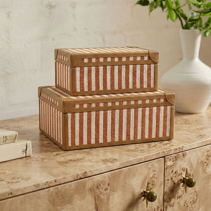 Kora Cotton Jute Contract-Grade Keepsake Box Set - Terracotta