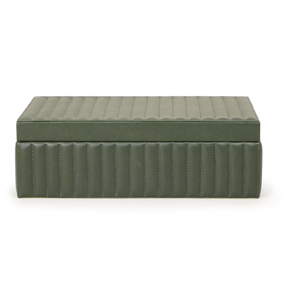 Eton Ribbed Green Vegan Leather Contract-Grade Storage Box
