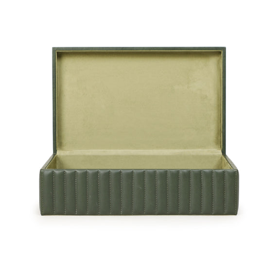 Eton Ribbed Green Vegan Leather Contract-Grade Storage Box