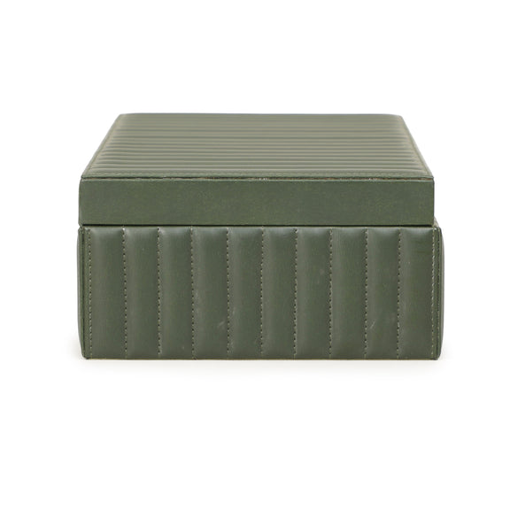 Eton Ribbed Green Vegan Leather Contract-Grade Storage Box