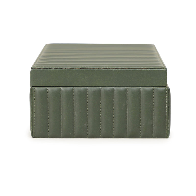 Eton Ribbed Green Vegan Leather Contract-Grade Storage Box