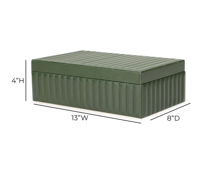 Eton Ribbed Green Vegan Leather Contract-Grade Storage Box